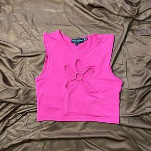 Petite Slinky Flower Cut Out Crop Top